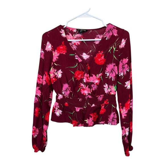 Express XS Floral Peplum Blouse Shirt Top Cottage Indie Fairy - Picture 3 of 6